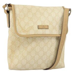 Authentic GUCCI GG Supreme Shoulder Bag PVC Ivory Gold 223666
